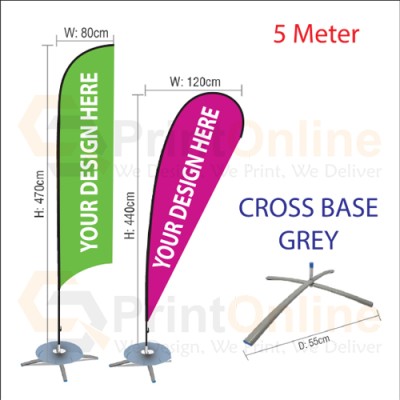 Wind Flag 5m Grey Cross Base Wind Flag 5m Grey Cross Base